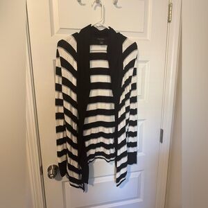 White House Black Market Black and White Striped Cardigan
